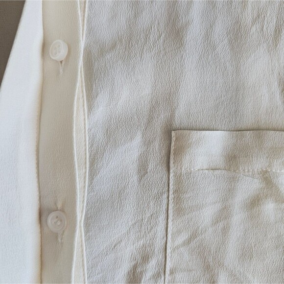 A Loves A 100% Silk Sheer Blouse Sz L Minimalist Cream Button Down Lightweight - Picture 6 of 16
